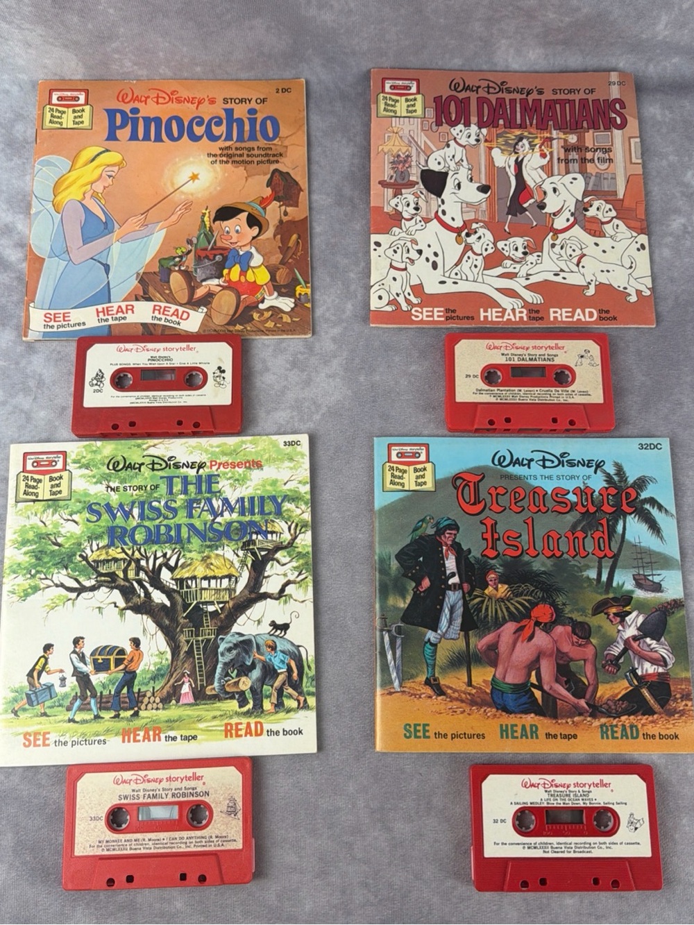 VTG Walt Disney Storyteller See Hear Read-Along Book & Cassette Tape Lot of 4